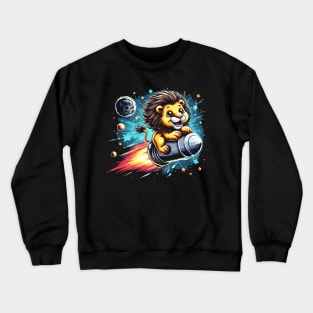 Majestic Lion Takes Flight to the Cosmos Crewneck Sweatshirt